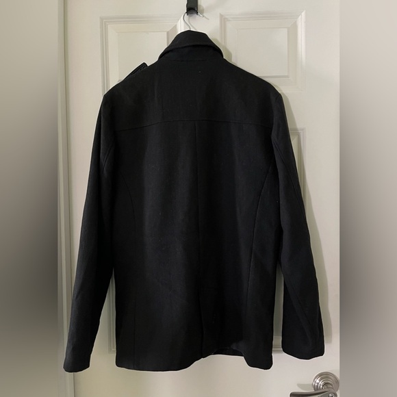 Vintage Men’s BC Ethic black sailor double button pea coat  jacket L wool - Picture 5 of 9